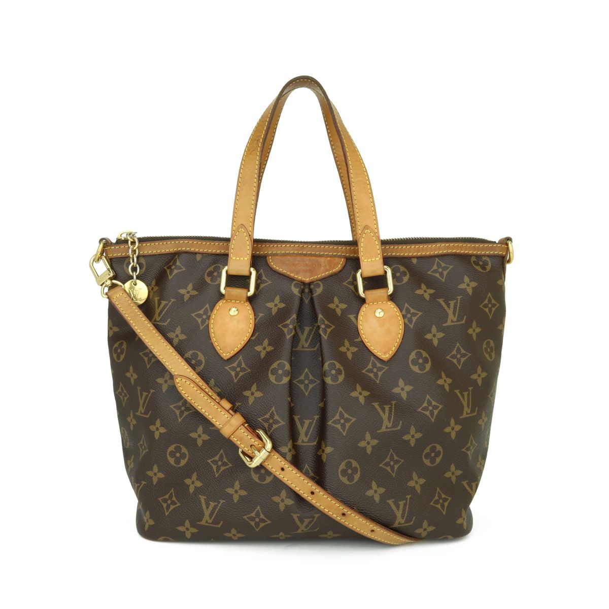 Preowned Louis Vuitton Monogram Palermo PM Bag Brown canvas/cowhide leather