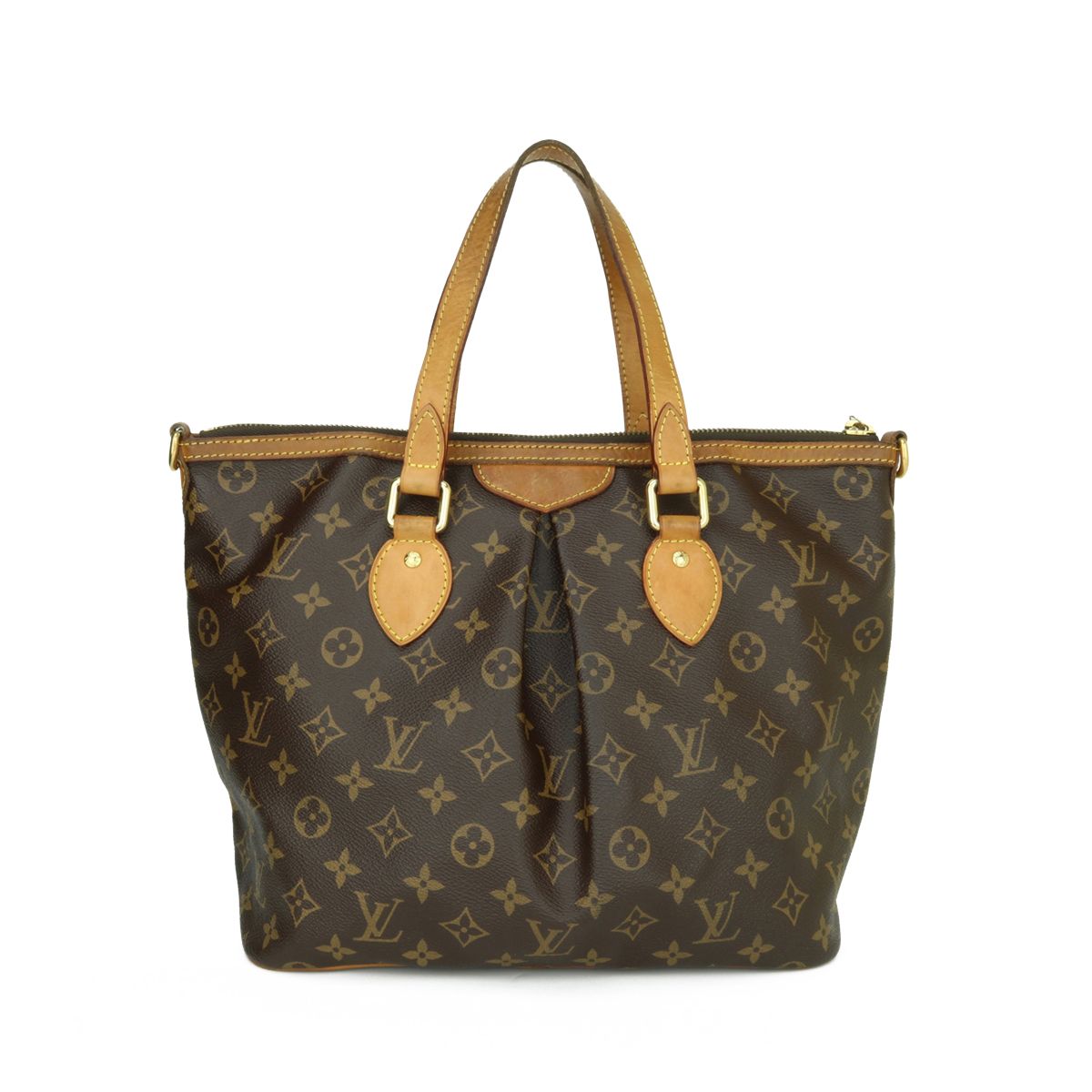 Preowned Louis Vuitton Monogram Palermo PM Bag Brown canvas/cowhide leather