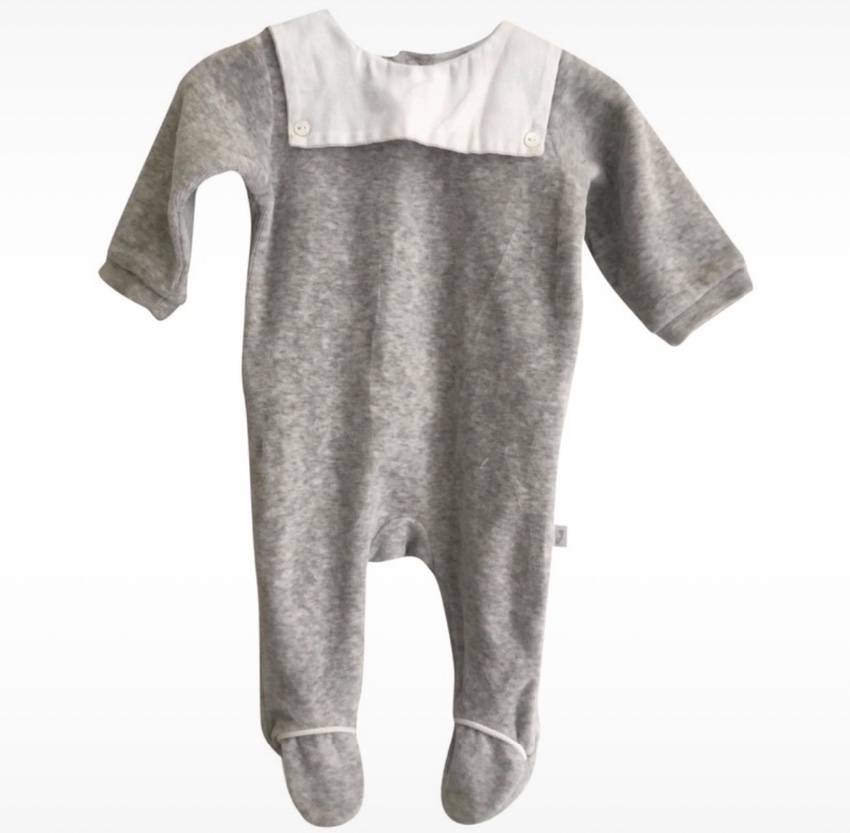 Boys Jacadi grey velvet bodysuit Size Newborn Silver