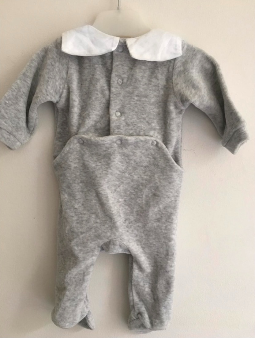 Boys Jacadi grey velvet bodysuit Size Newborn Silver