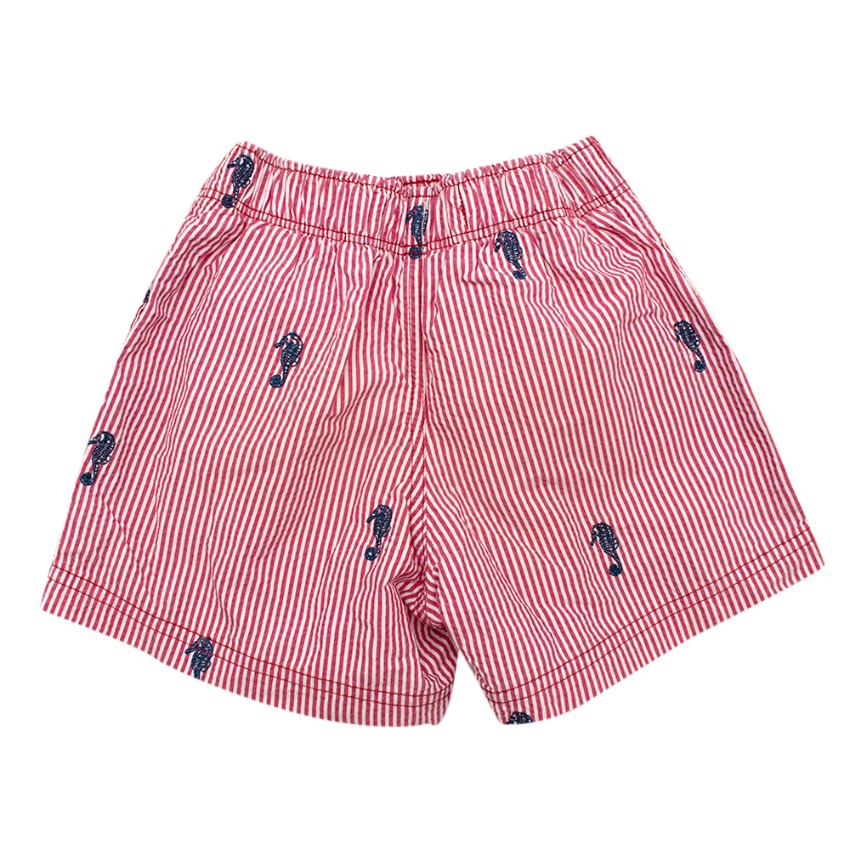 Boys Tartine et Chocolat Red Striped Seersucker Swim Trunks Size 12-18 Months cotton