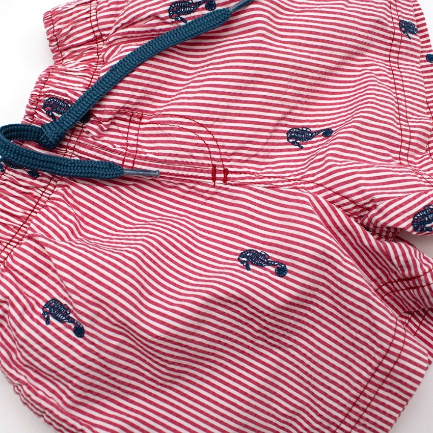 Boys Tartine et Chocolat Red Striped Seersucker Swim Trunks Size 12-18 Months cotton