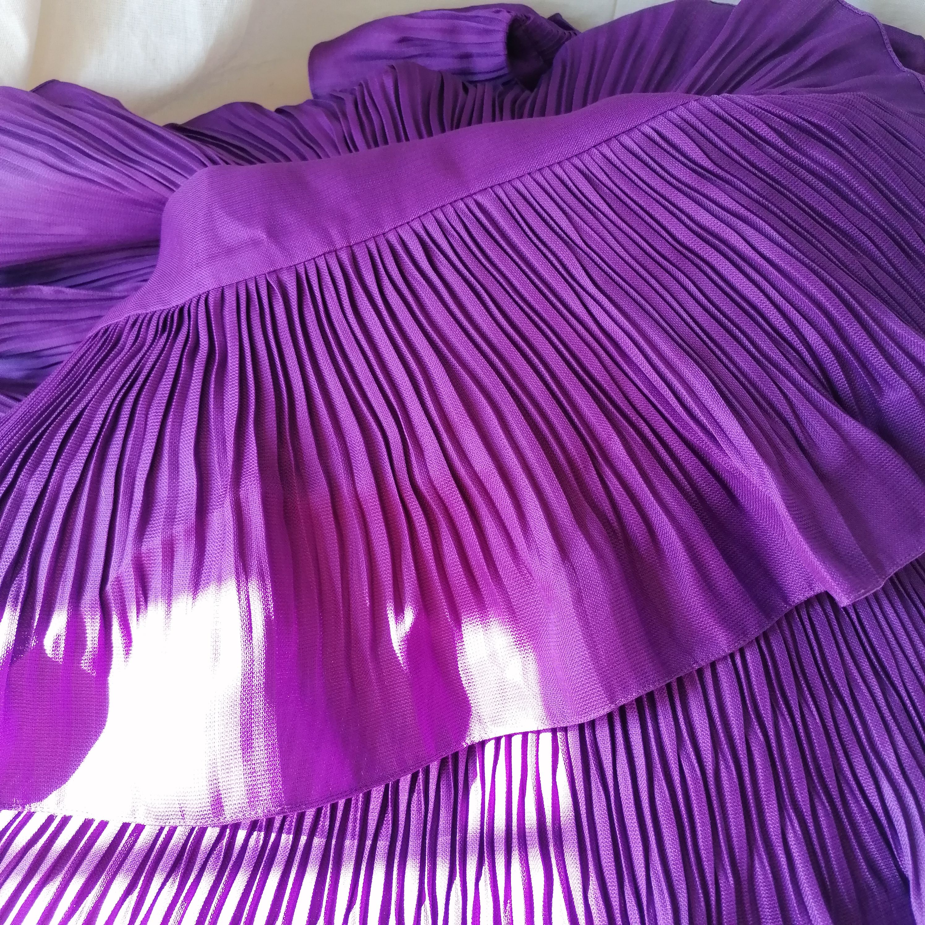 Preowned Dior Purple John Galliano Ruffled Mini Dress Size M Fuschia silk