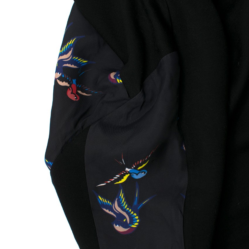 Preowned Tim Coppens Black Swallow Print High-Low Jumper Size XS Floral / Patterned polyester