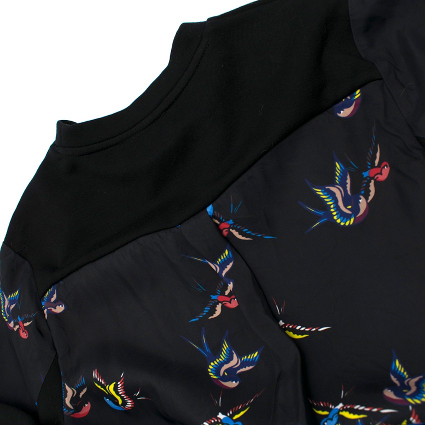 Preowned Tim Coppens Black Swallow Print High-Low Jumper Size XS Floral / Patterned polyester