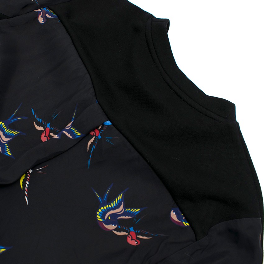 Preowned Tim Coppens Black Swallow Print High-Low Jumper Size XS Floral / Patterned polyester