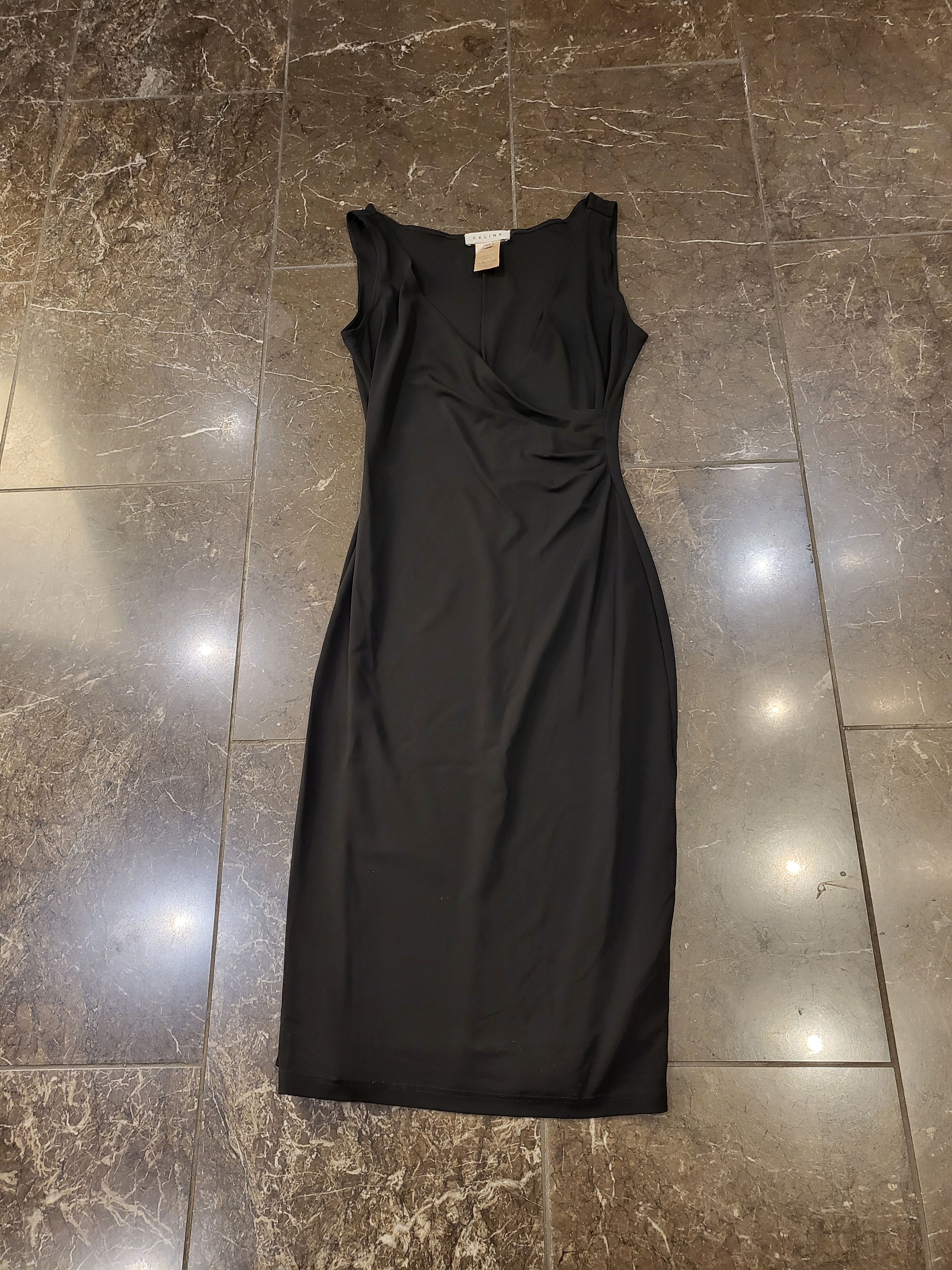 Preowned Celine Vintage Black Sleeveless Midi Dress Size XS viscose