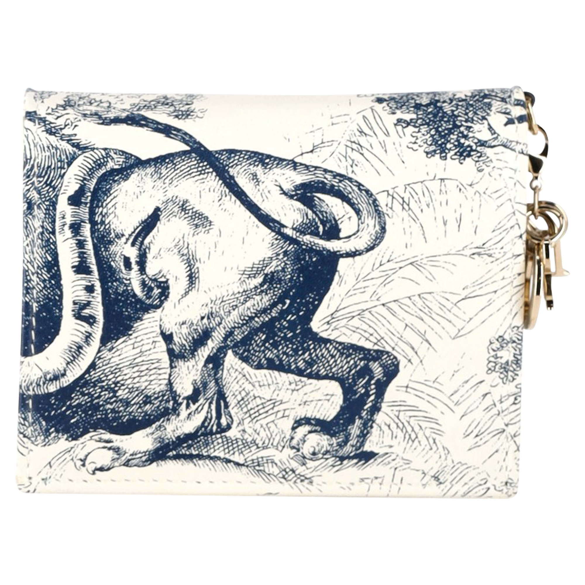 Dior Cream and Blue Leather Nature Ballet Wallet