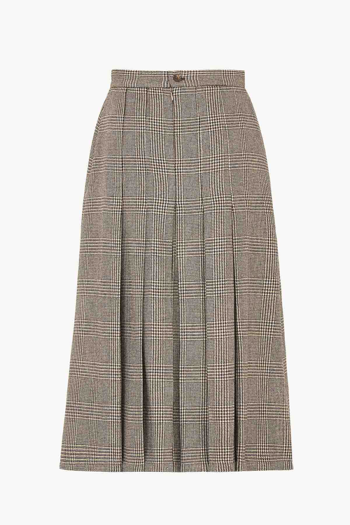 Giuliva Heritage Verena pleated mid-length skirt Size S Prince of wales check wool