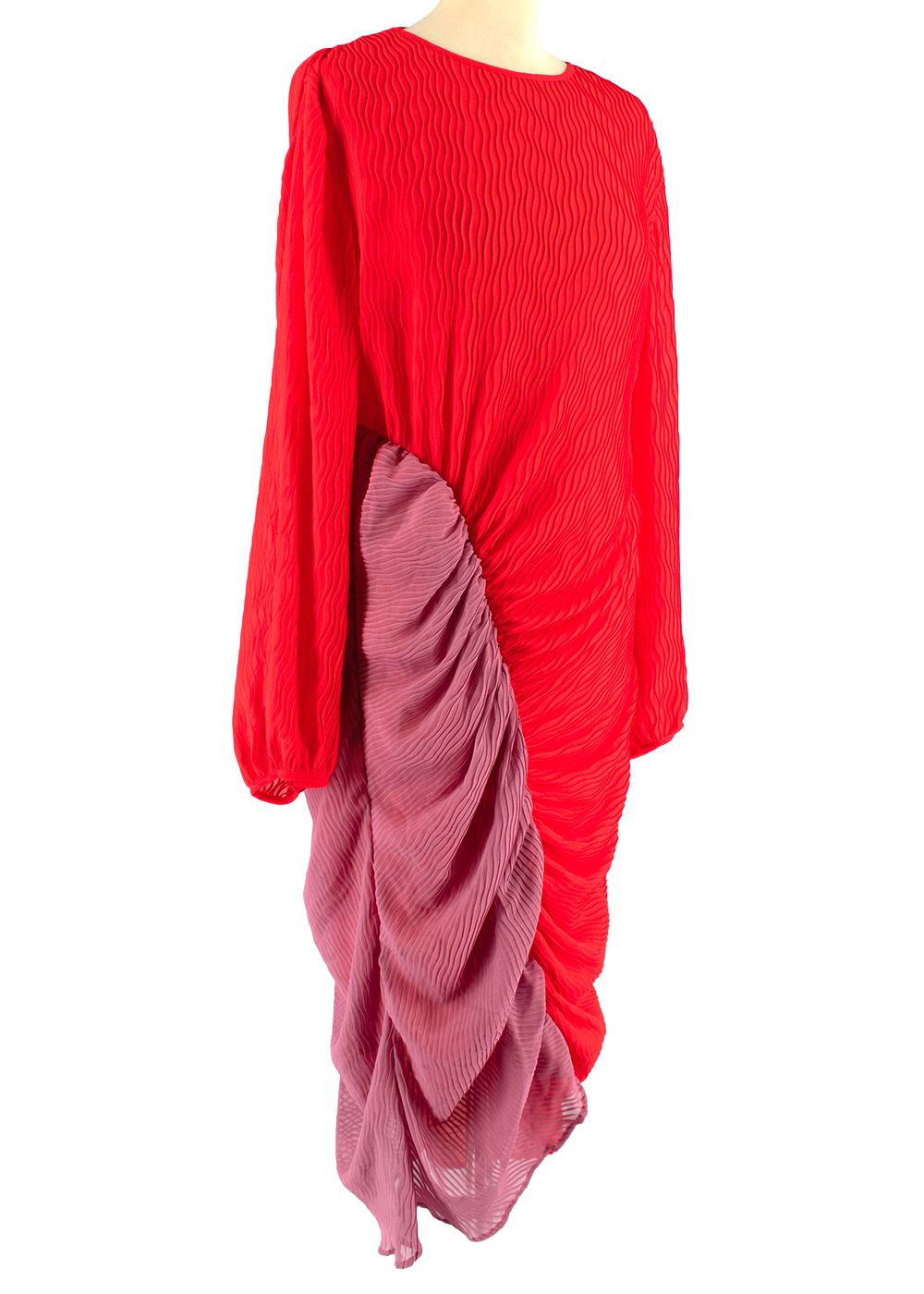 Brogger Pink and Orange Midi Dress Size S Pink and red polyester