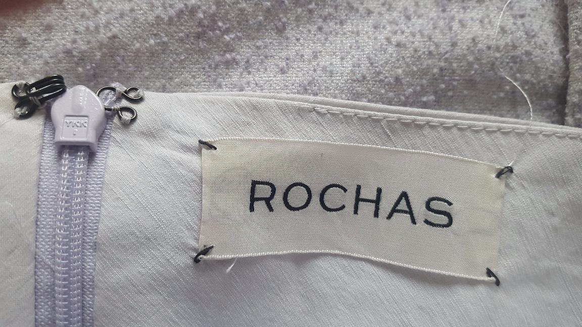 Preowned Rochas Light Violet Skirt Suit Size S Cream cotton