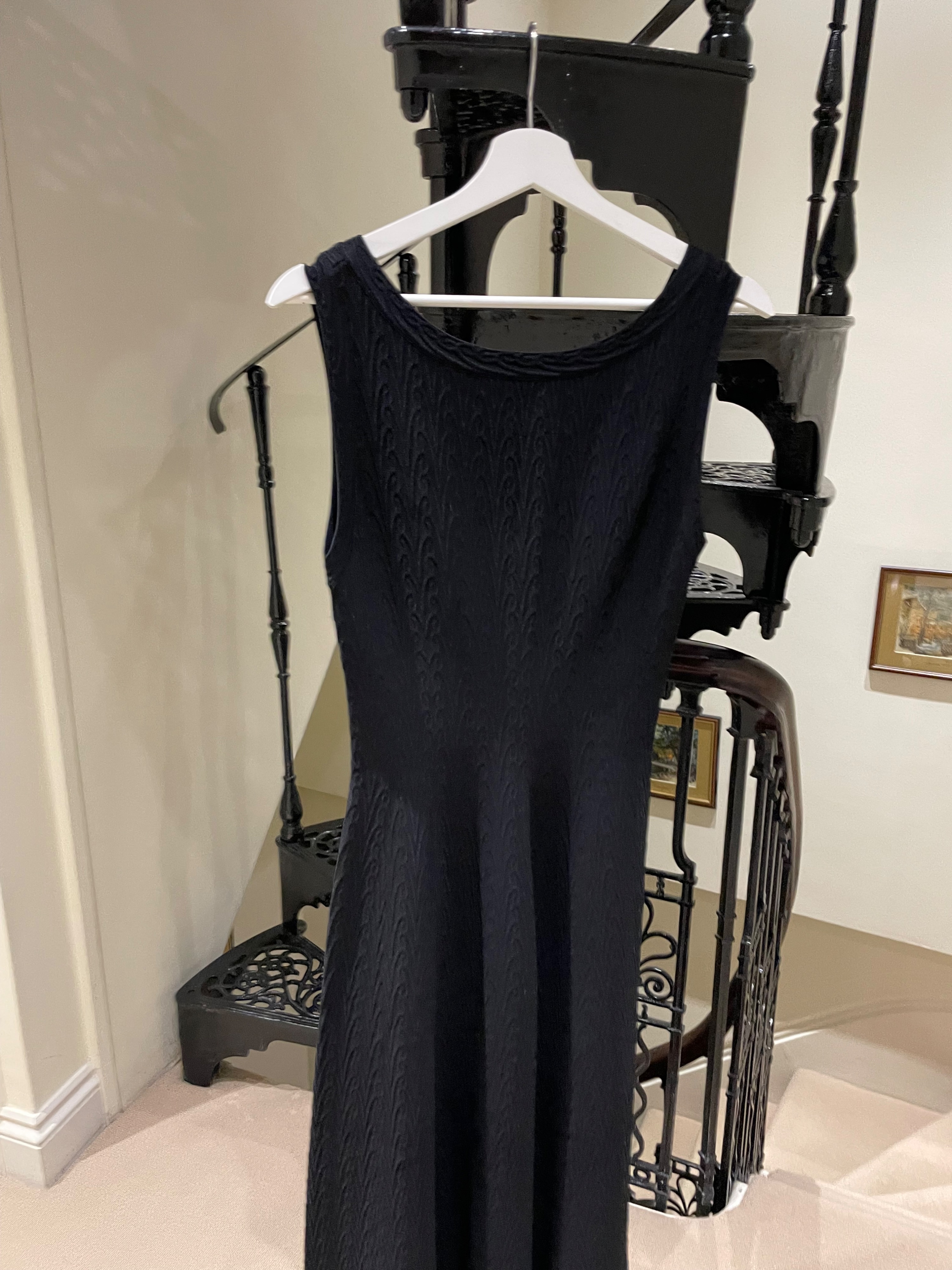 Alaia Black Textured Maxi Dress Size M viscose