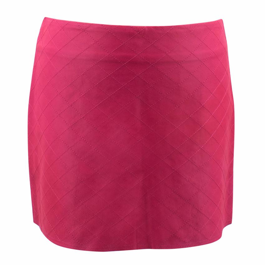 Preowned Alice and Olivia Pink Leather Mini Skirt Size XXS