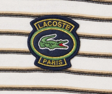 Men's Lacoste Striped Cotton Jumper Size L cream black tan green