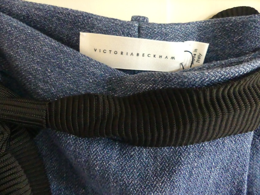 Victoria Beckham Linen Pants with Belt Tie Size S Blue