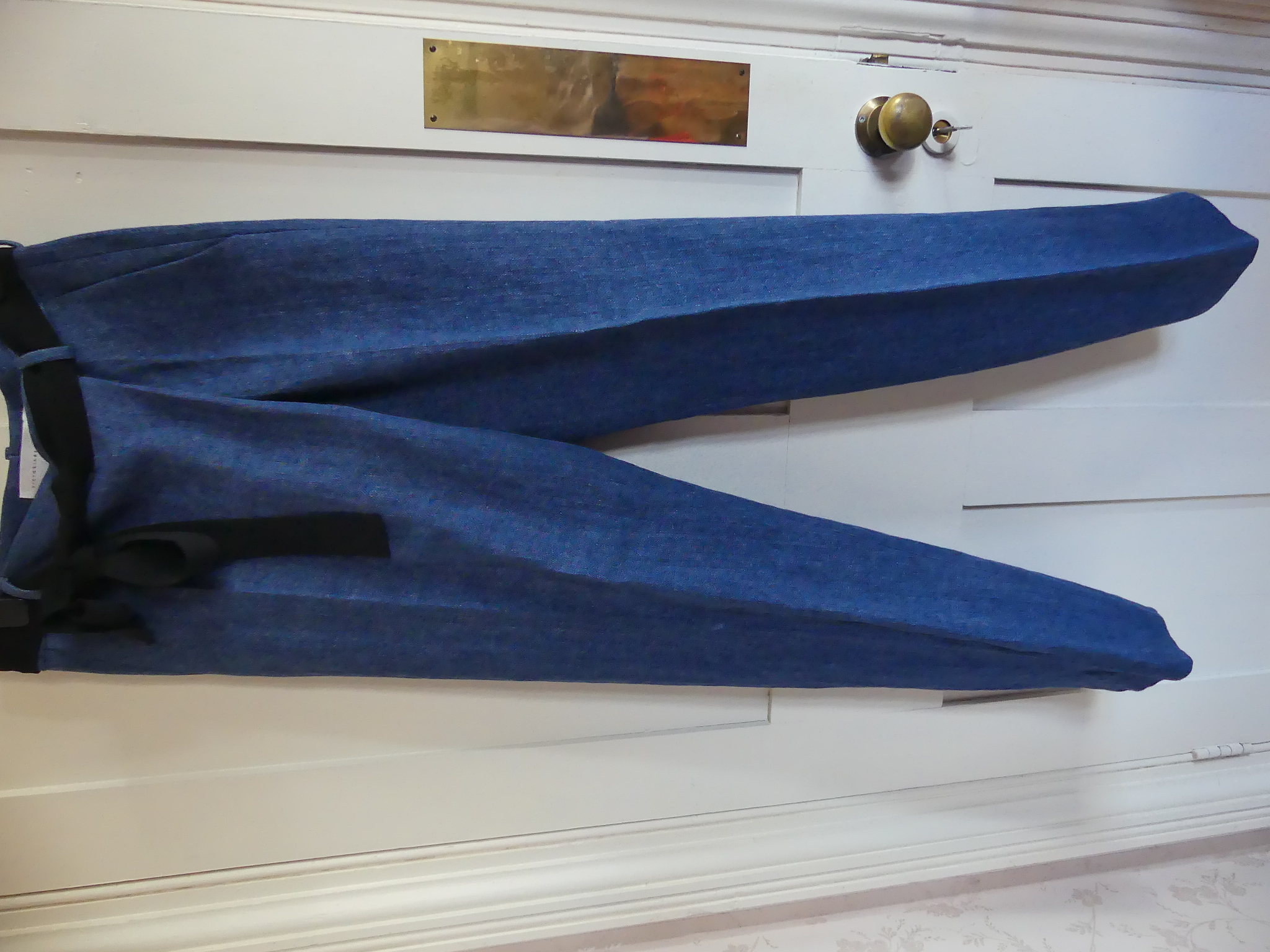 Victoria Beckham Linen Pants with Belt Tie Size S Blue