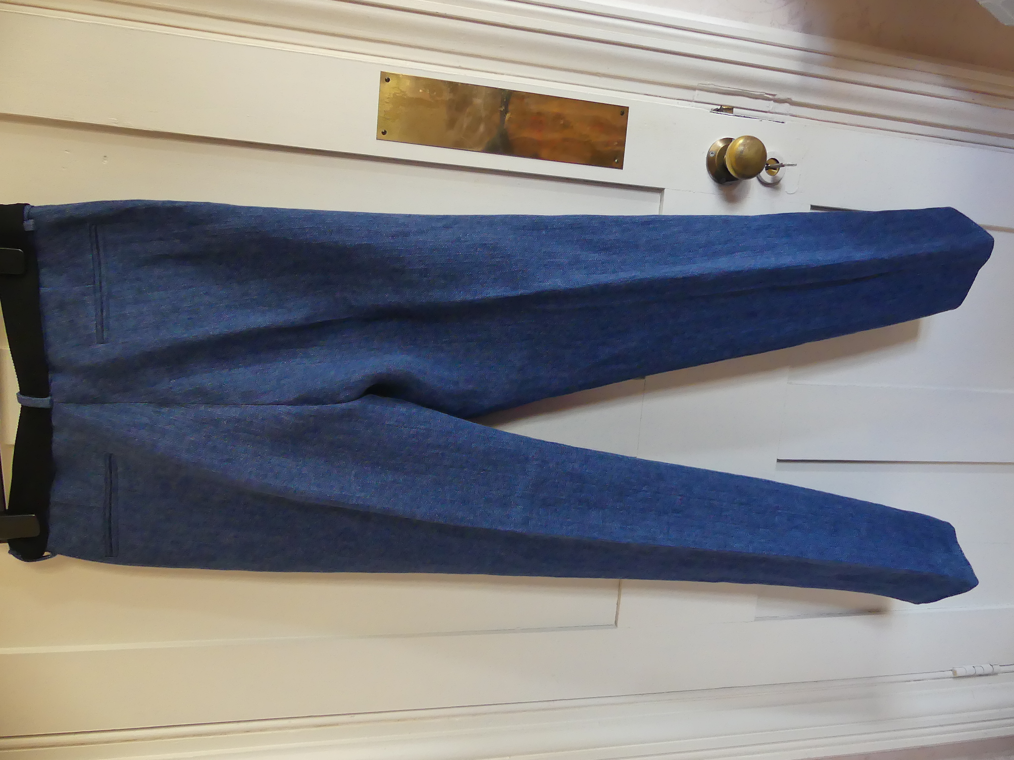 Victoria Beckham Linen Pants with Belt Tie Size S Blue