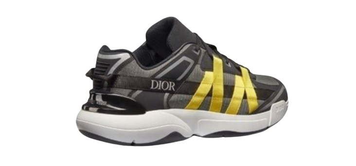 Men's Dior B24 Runtex Black and Yellow Trainers Size 40 leather