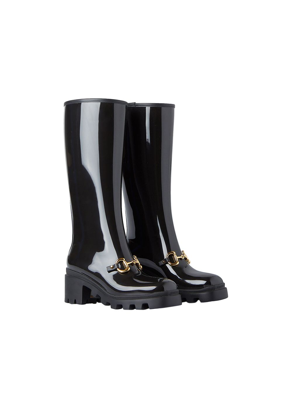 Gucci Knee High Horsebit Rain Boots Size 36 black rubber