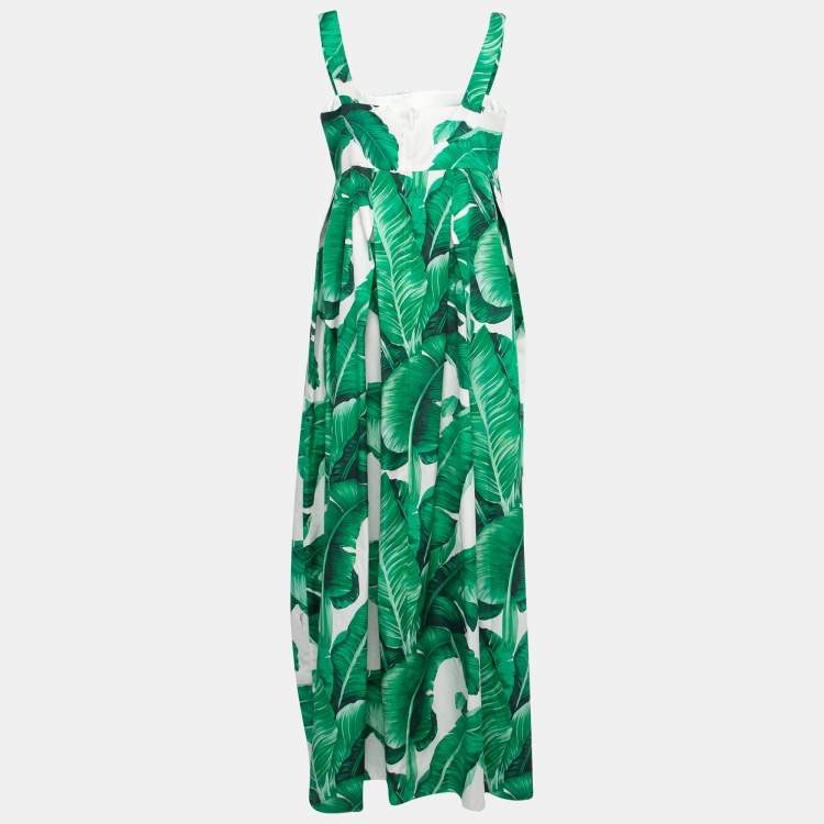 Preowned Dolce  Gabbana Green Palm Leaf Maxi Dress Size XS cotton