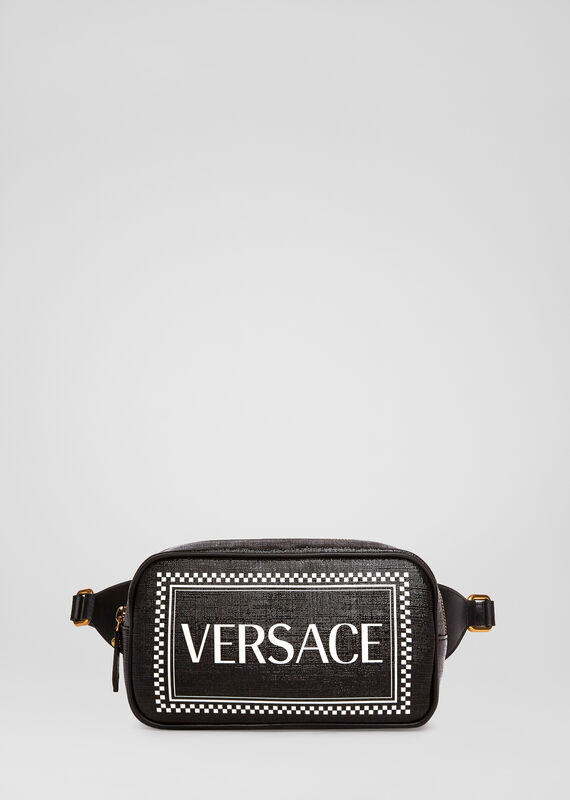 Preowned Versace black classic logo cross body bag leather