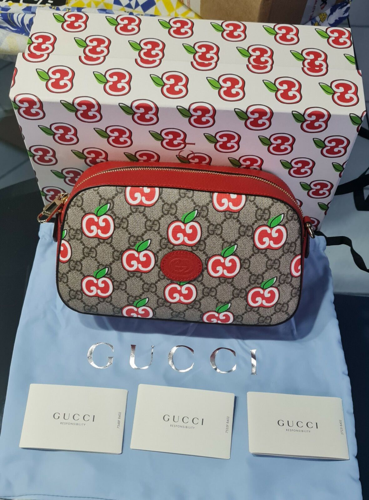 Gucci Apple Monogram Camera Bag red other