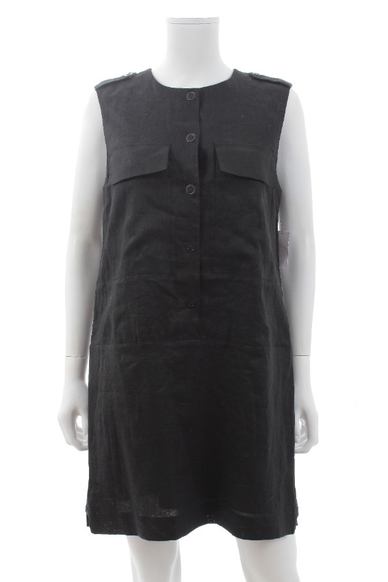 Equipment Black Linen Sleeveless Utility Mini Dress Size M cotton