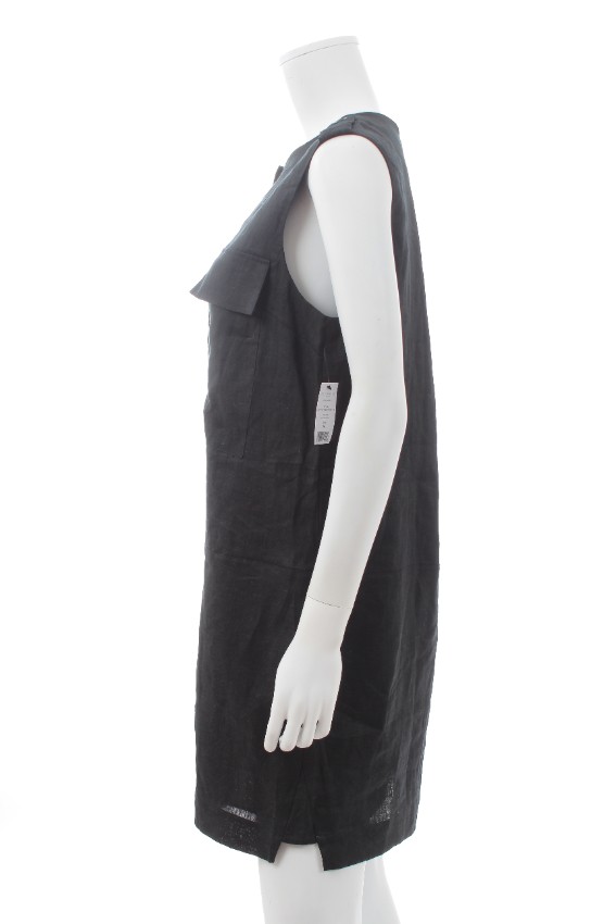 Equipment Black Linen Sleeveless Utility Mini Dress Size M cotton