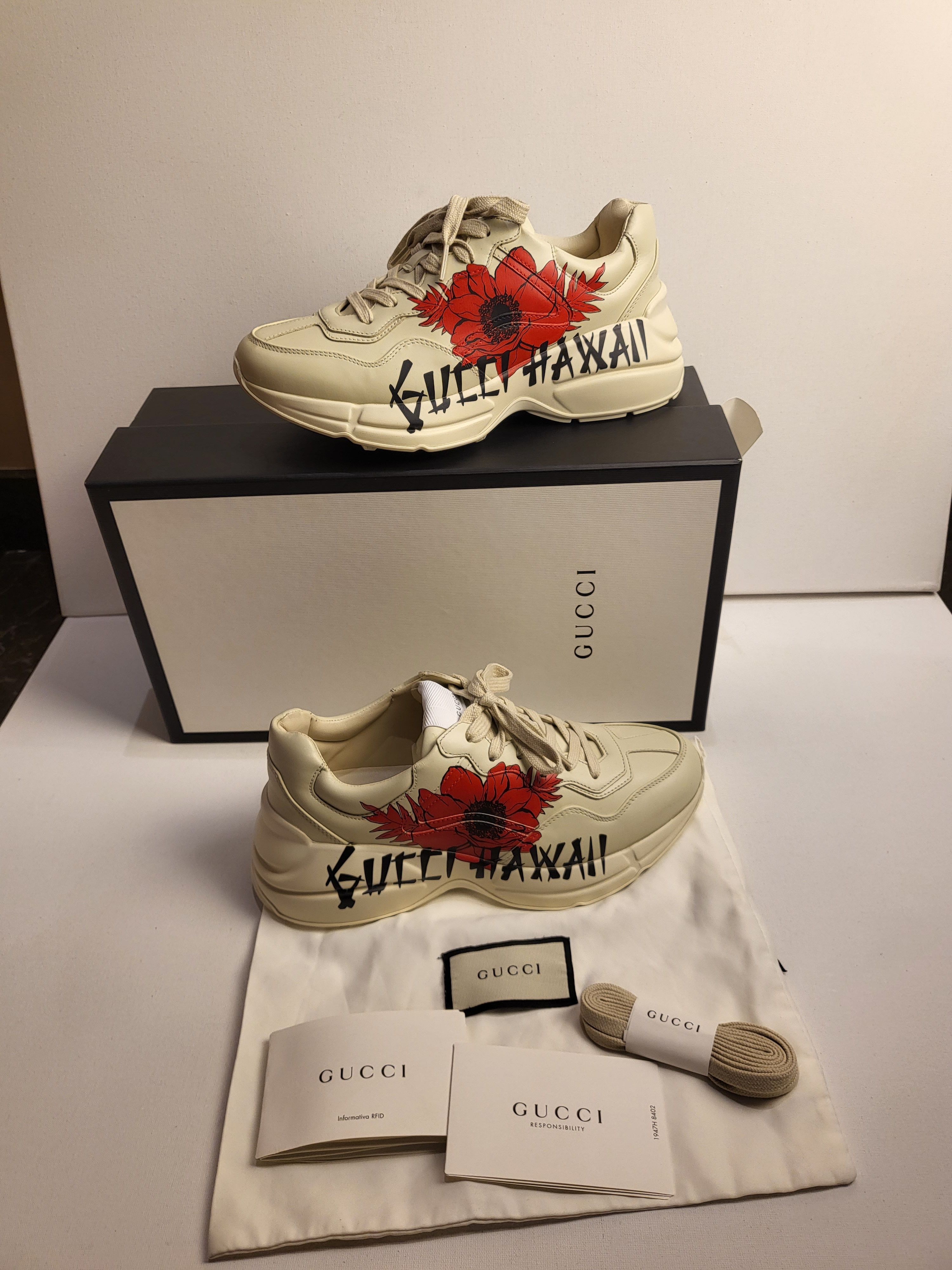 Gucci Limited Edition Rhyton Hawaii-print Trainers Size 37