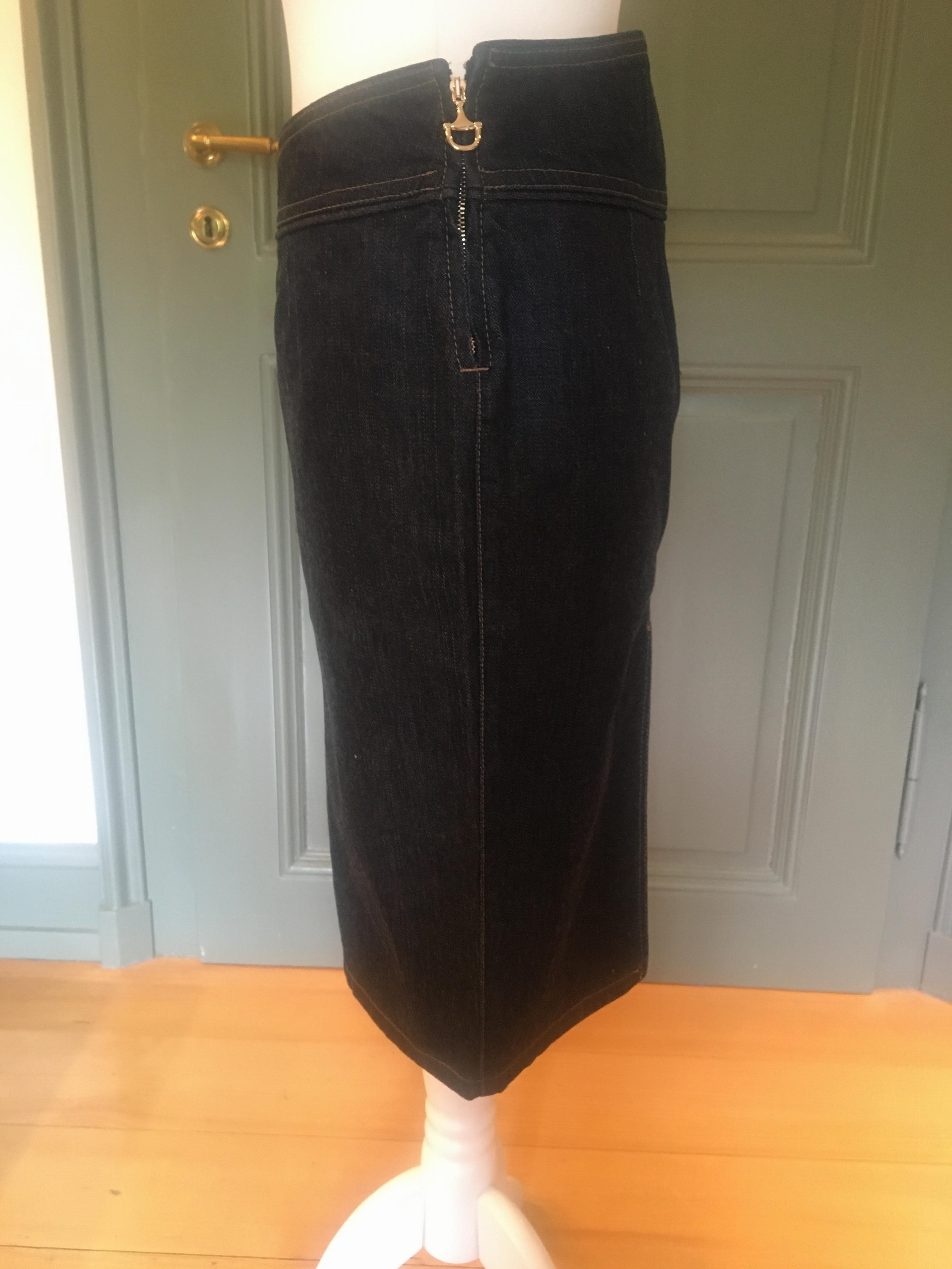 Preowned Gucci Blue Denim Pencil Skirt Size XS