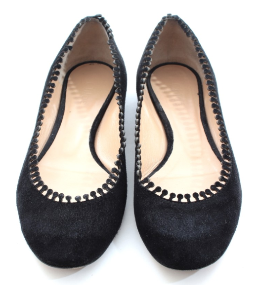 Preowned Chloe suede laser-cut ballerina flats Size 365 Black leather