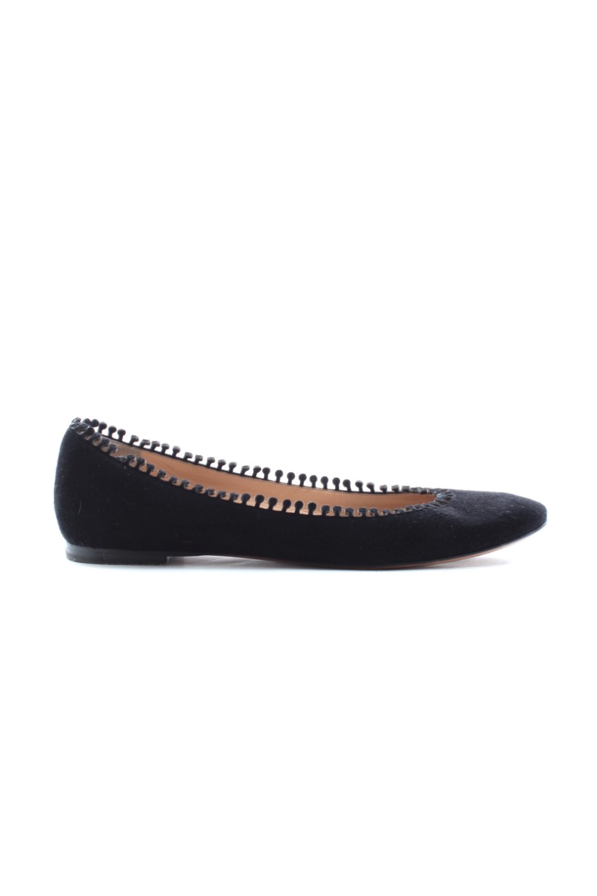 Preowned Chloe suede laser-cut ballerina flats Size 365 Black leather