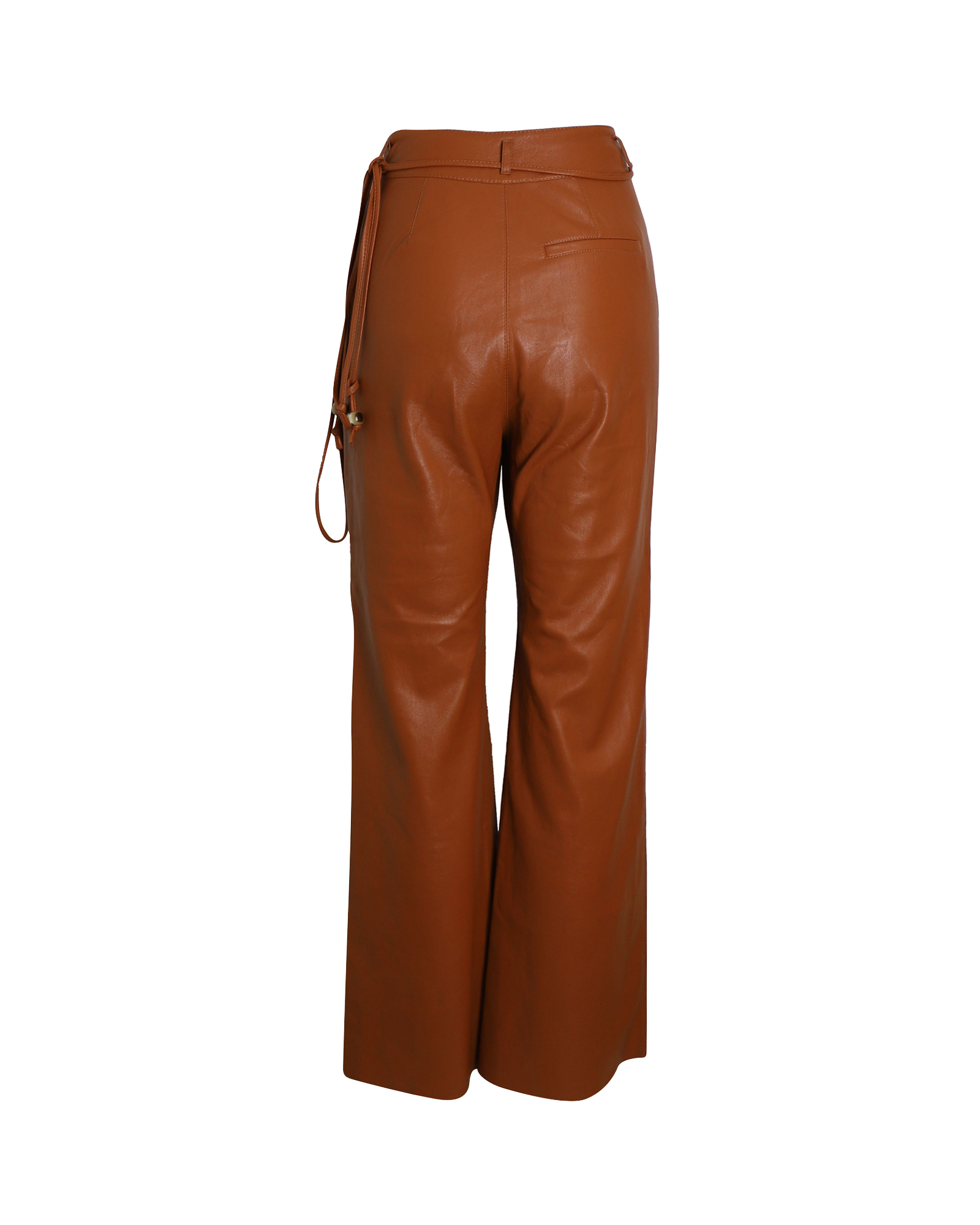 Preowned Nanushka Vegan Leather Chimo Flared Trousers Size XS brown plastic/polyurethane