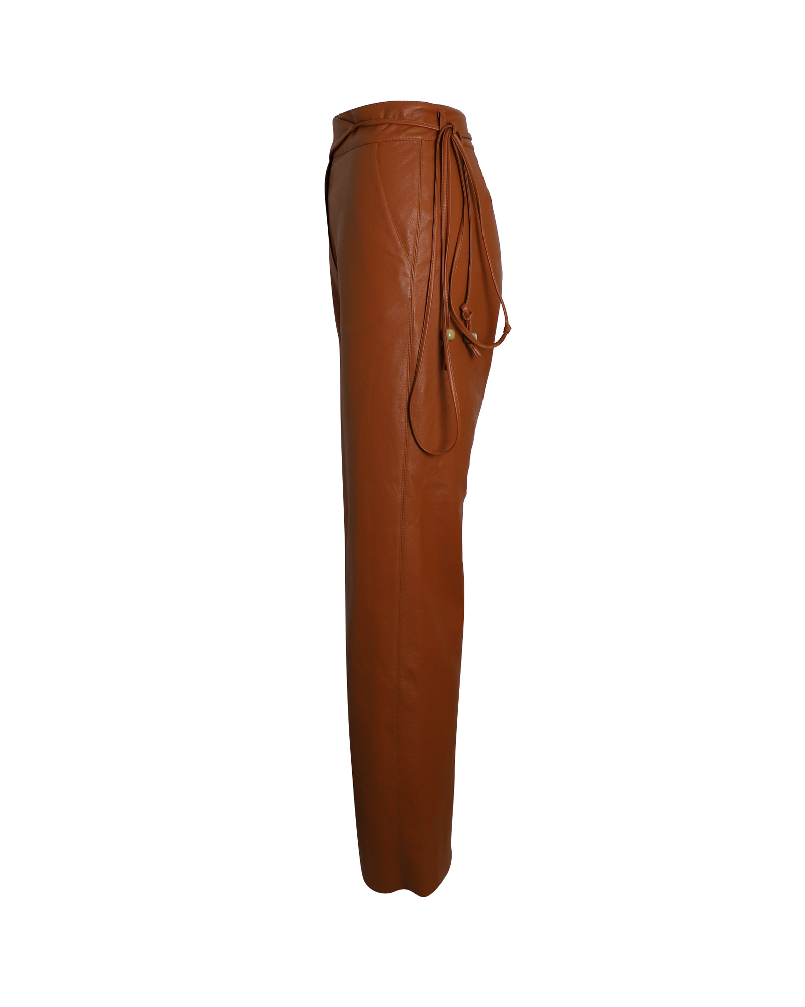 Preowned Nanushka Vegan Leather Chimo Flared Trousers Size XS brown plastic/polyurethane