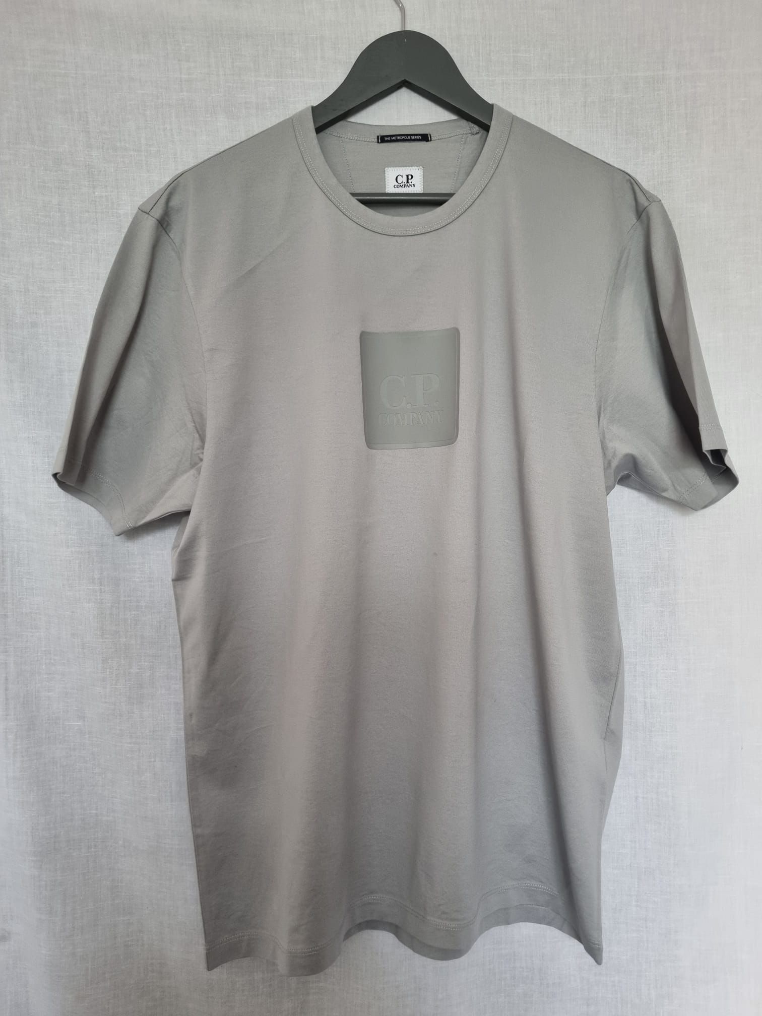 Men's Metropolis Logo Grey T-Shirt Size L White cotton