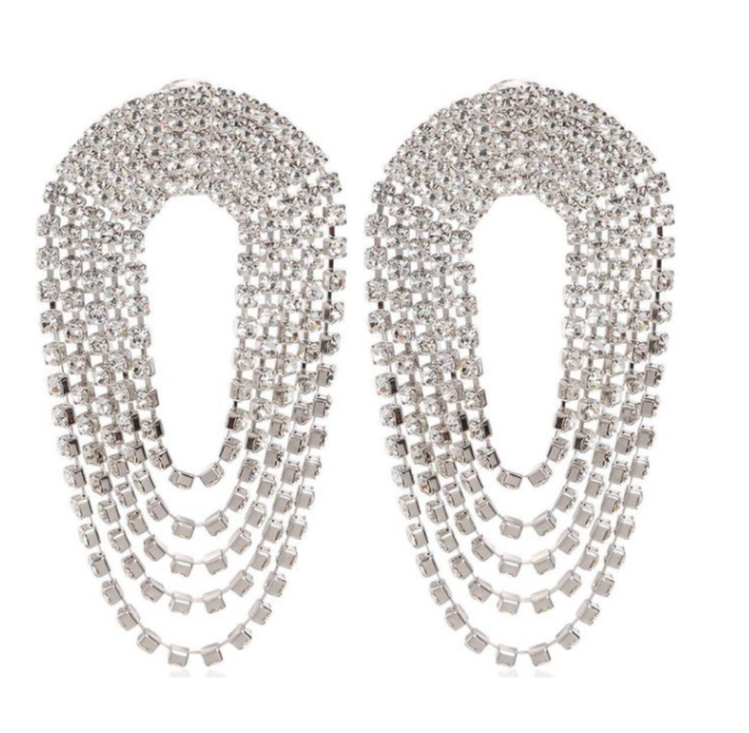 Alessandra Rich Multi Strand Diamante Earrings Silver diamonds