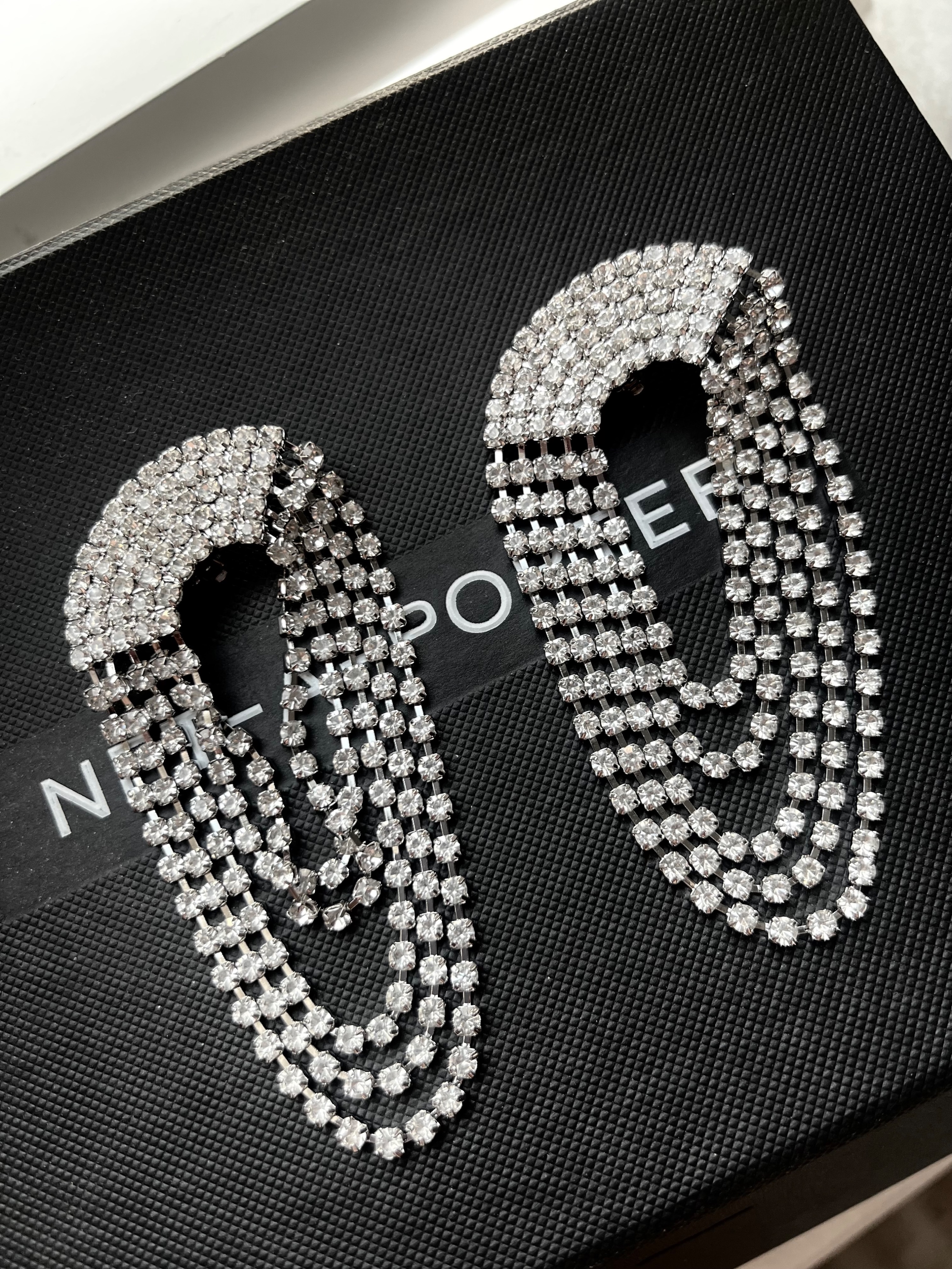 Alessandra Rich Multi Strand Diamante Earrings Silver diamonds