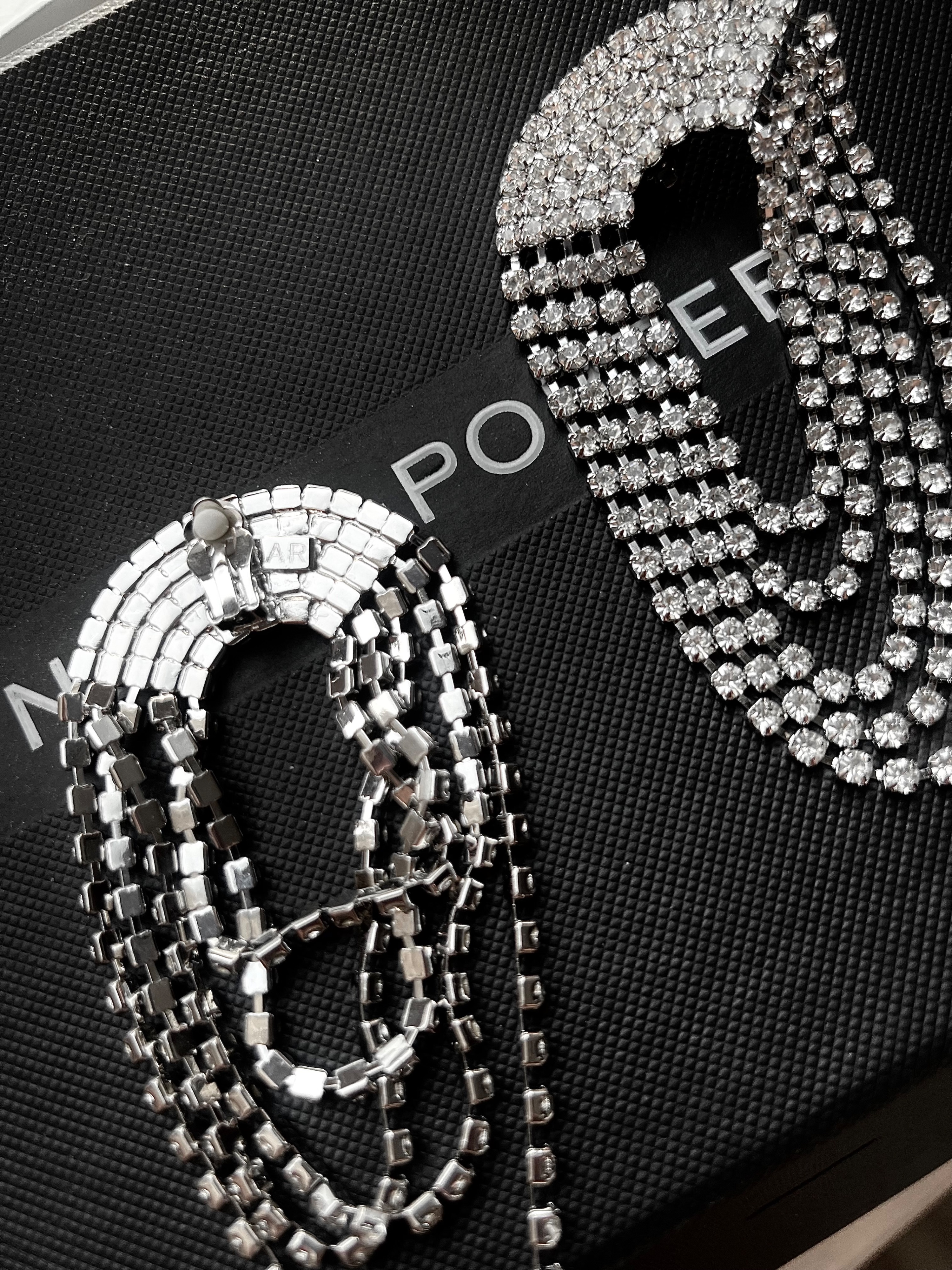 Alessandra Rich Multi Strand Diamante Earrings Silver diamonds