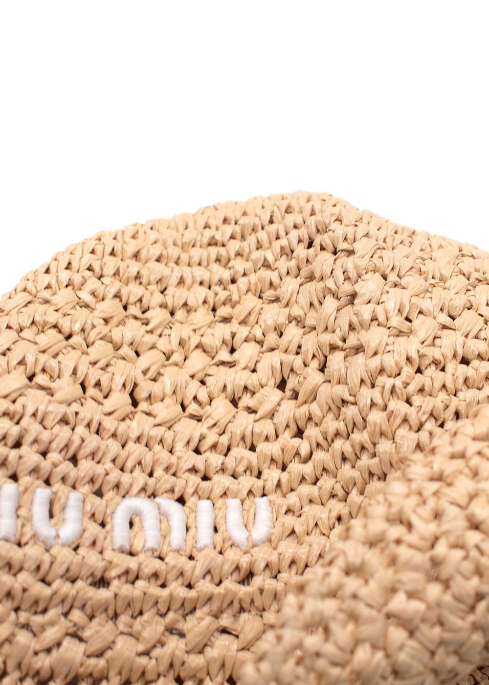 Miu Miu Raffia Logo Detail  Bucket Hat Size S Beige viscose