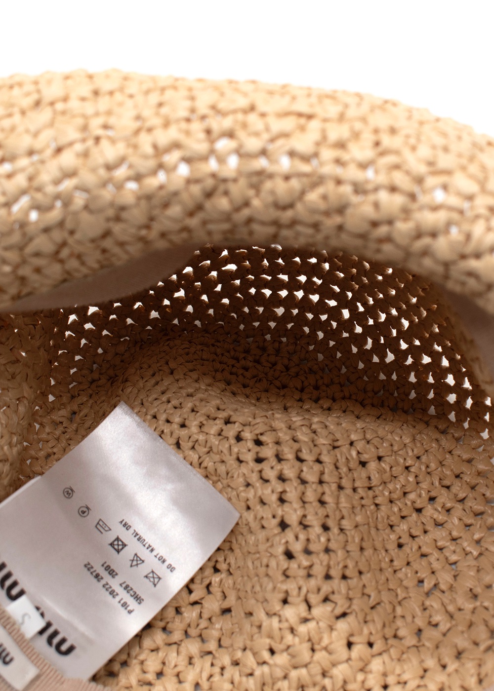 Miu Miu Raffia Logo Detail  Bucket Hat Size S Beige viscose