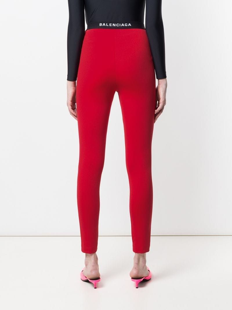 Balenciaga Red Logo Waist Leggings Size M elastane