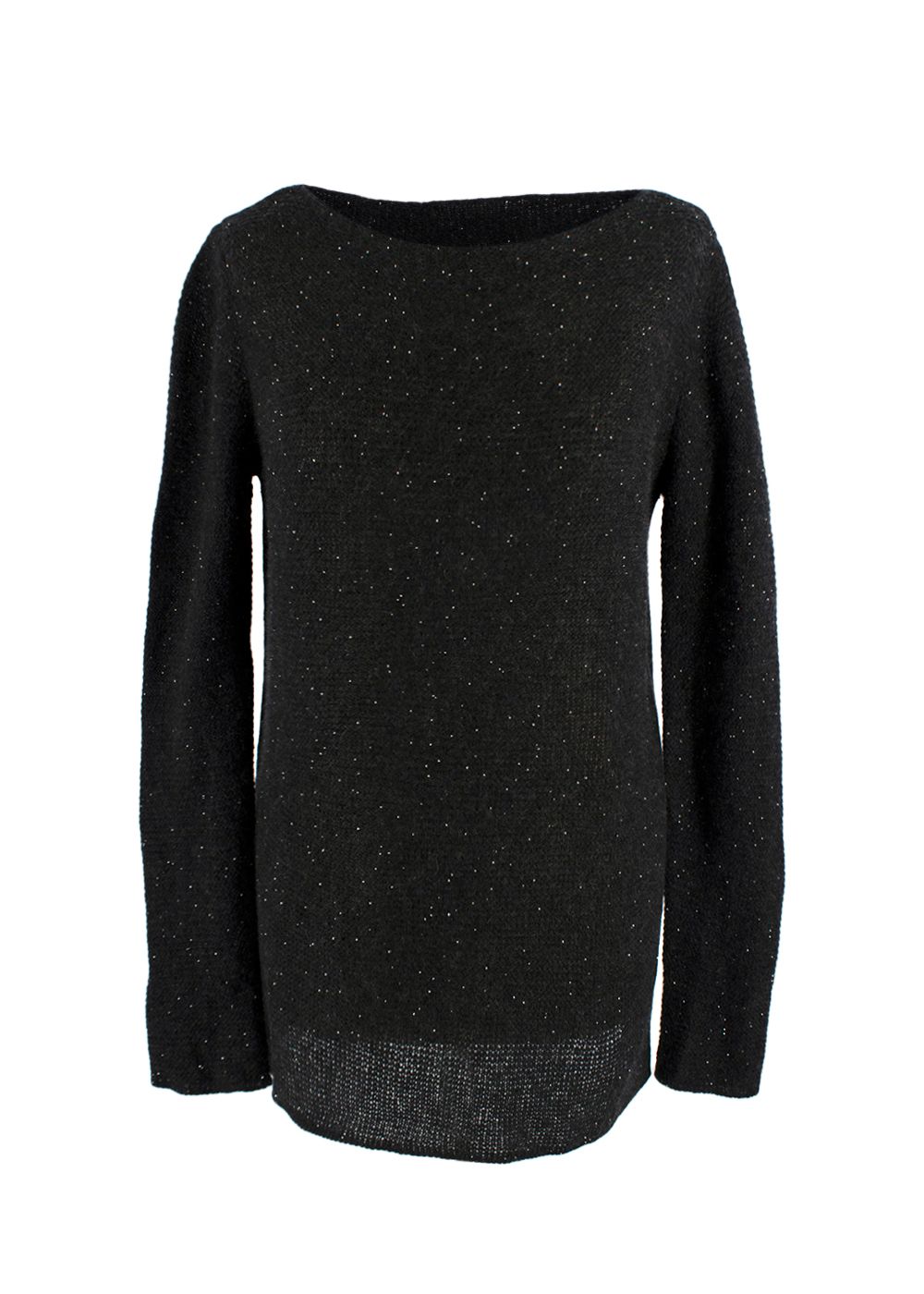 Loro Piana Crystal Embellished Cashmere  Silk Jumper Size M Grey