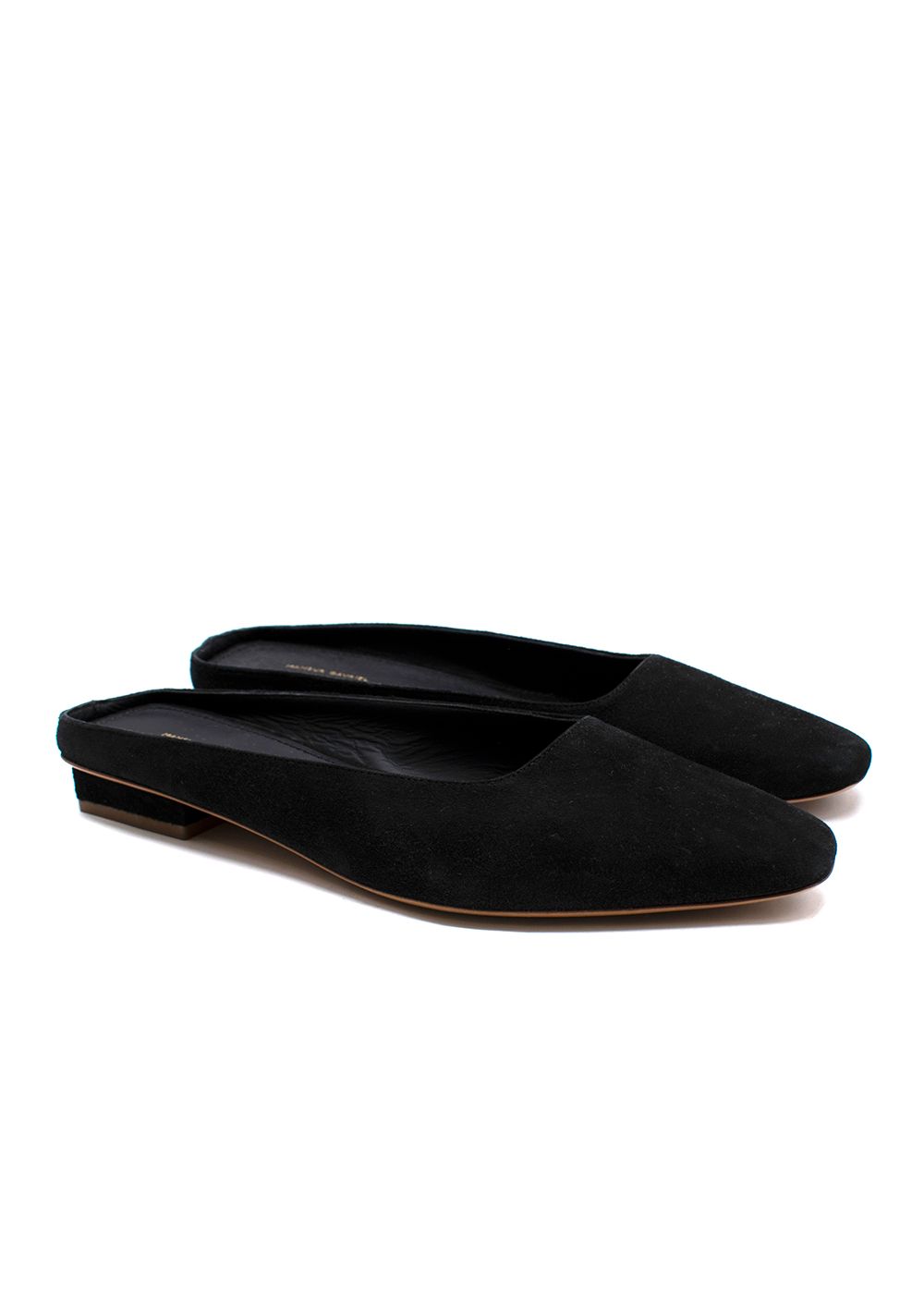 Mansur Gavriel Black Rectangular Suede Mules Size 39 suede/leather