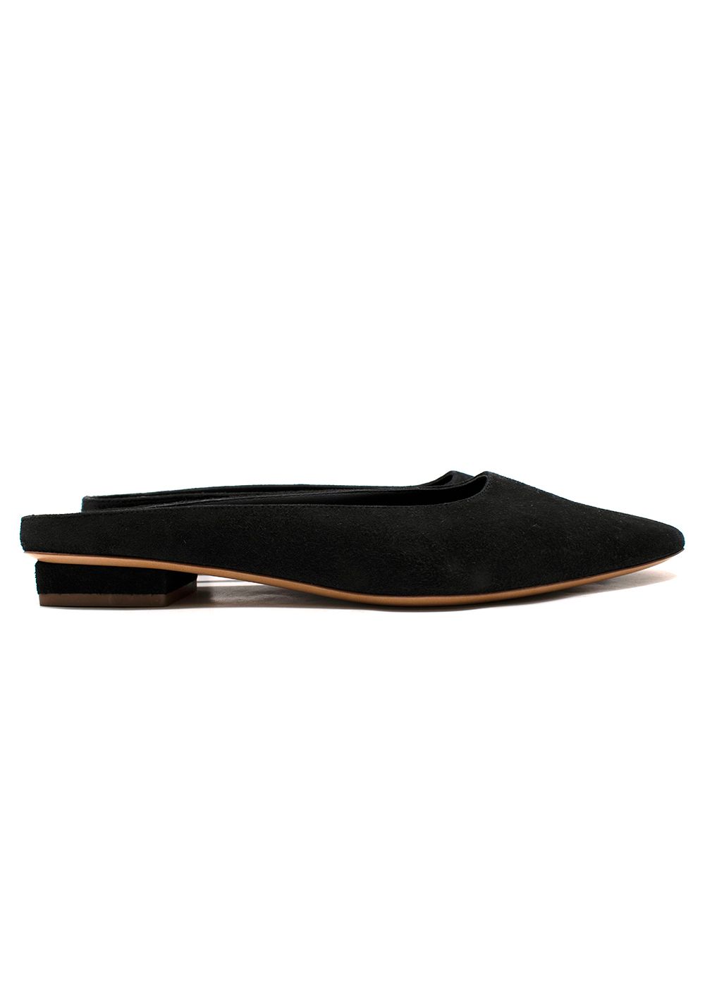 Mansur Gavriel Black Rectangular Suede Mules Size 39 suede/leather