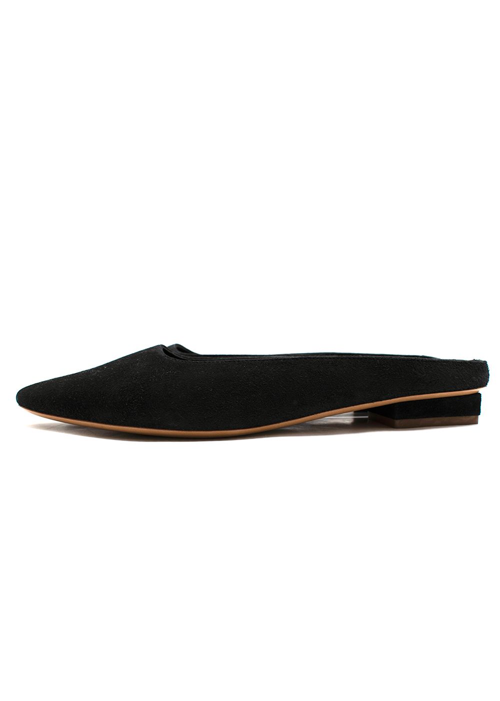 Mansur Gavriel Black Rectangular Suede Mules Size 39 suede/leather