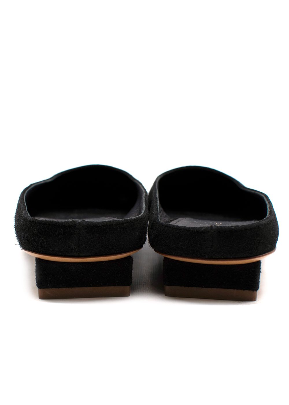 Mansur Gavriel Black Rectangular Suede Mules Size 39 suede/leather