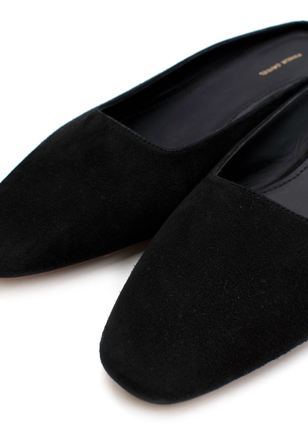 Mansur Gavriel Black Rectangular Suede Mules Size 39 suede/leather