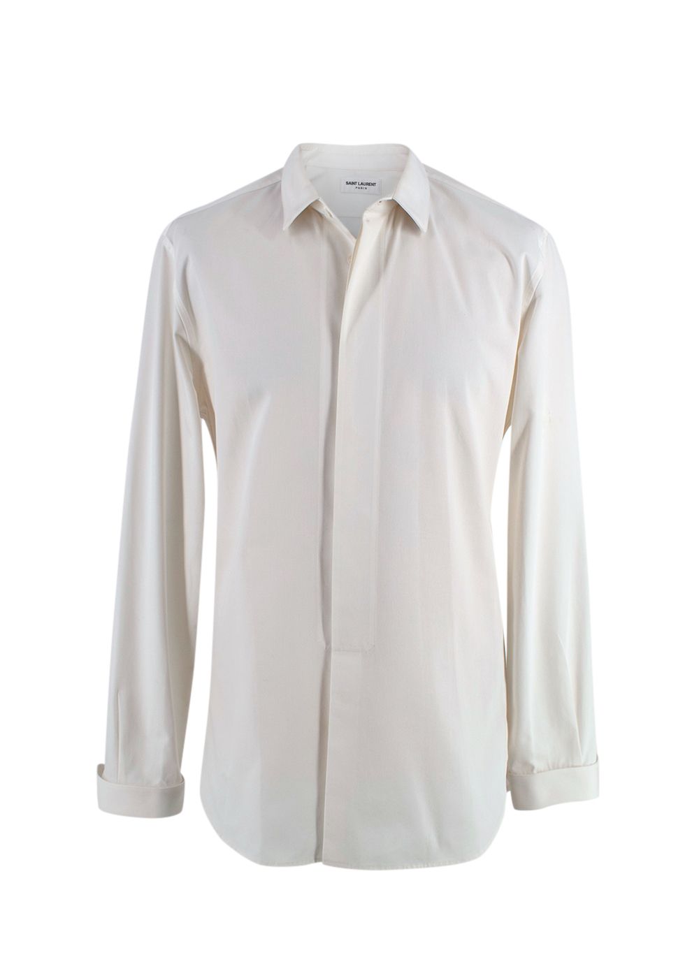 Men's Preowned Saint Laurent Ivory Classic Shirt Size 155 cotton