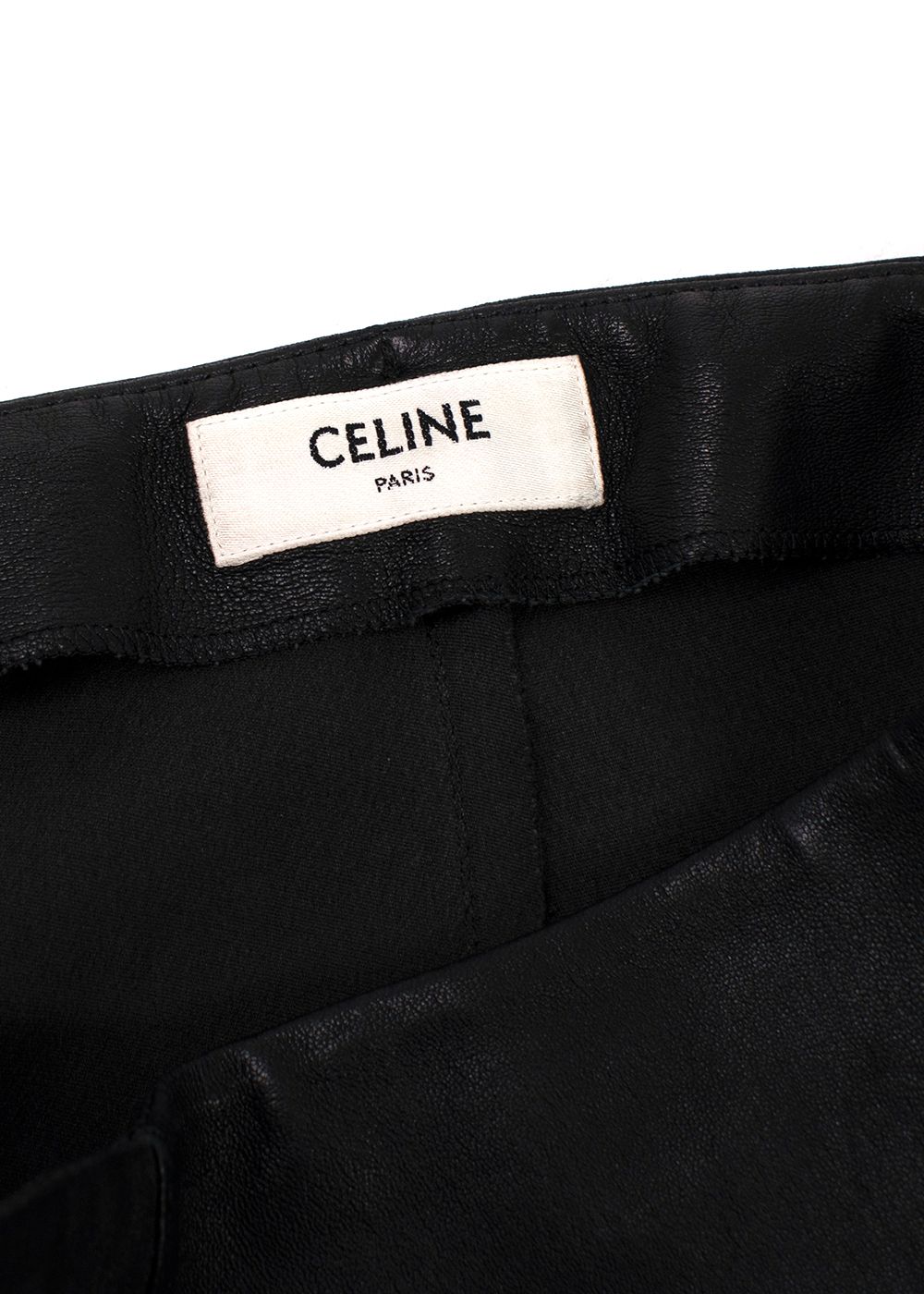 Preowned Celine Black Leather Leggings Size S