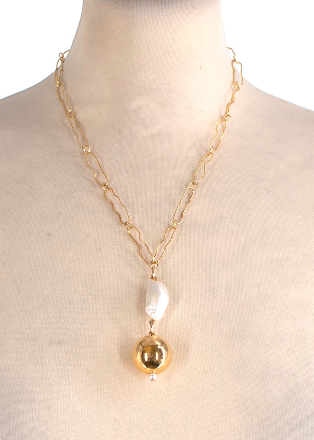 Preowned Mounser Pagoda Gold-plated Pearl Necklace Gold